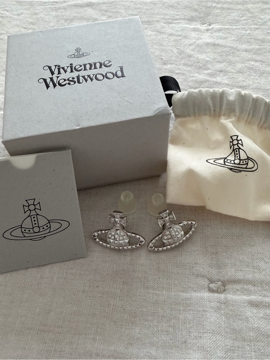 Vivienne Westwood Silver Orb Drop Stud Earrings